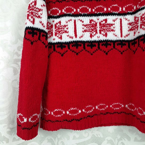 Yarnworks Snowflake Chunky Knit Sweater Size M. Red black white. Ski Novelty - Picture 8 of 11